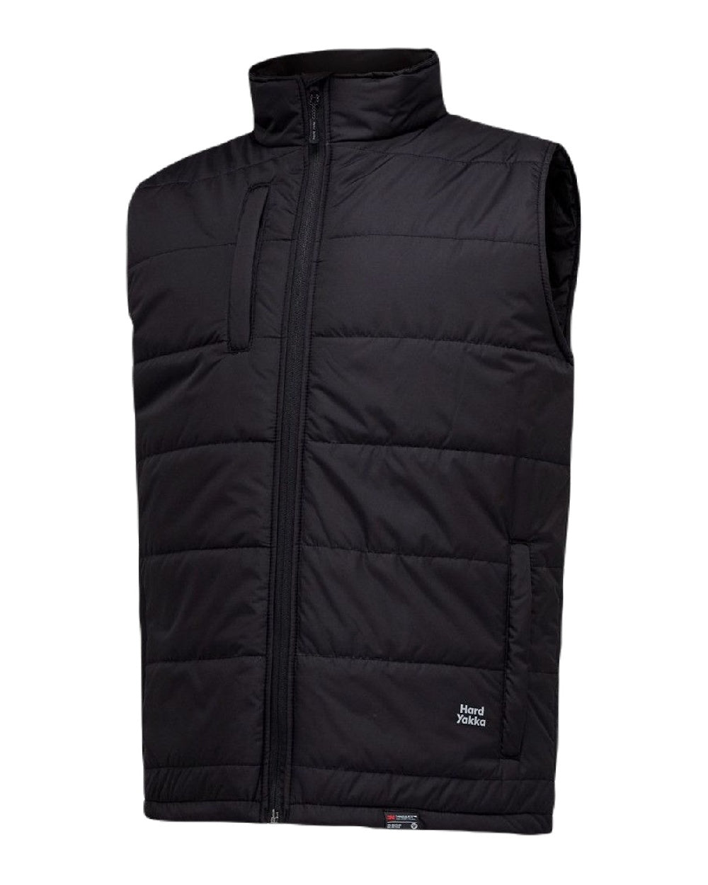 Black Coloured Hard Yakka Mens Puffa 2.0 Gilet on Wite Background
