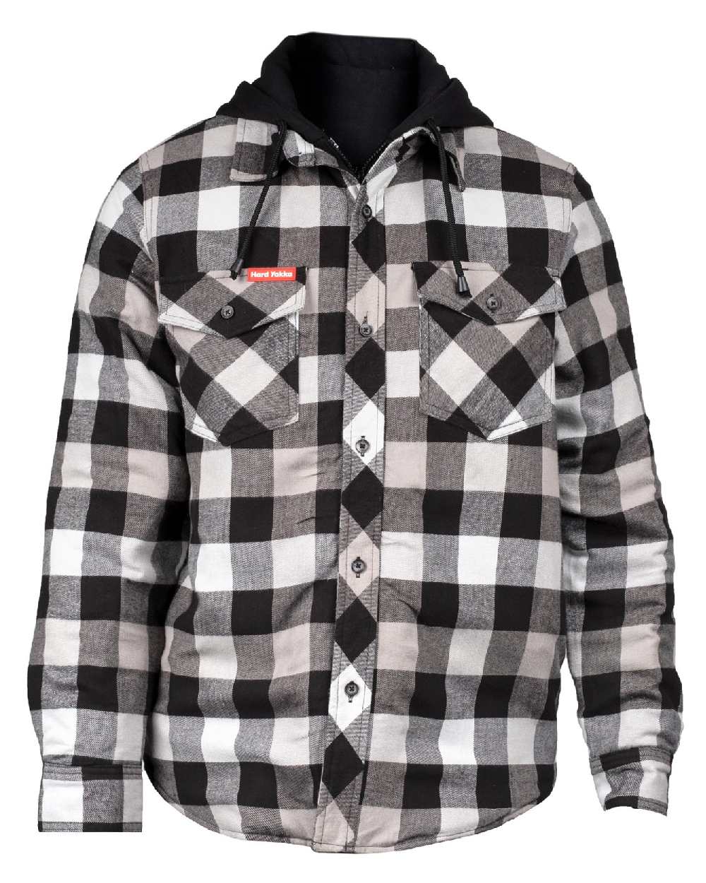 Grey Coloured Hard Yakka Mens Quilted Flannel Shacket on White Background
