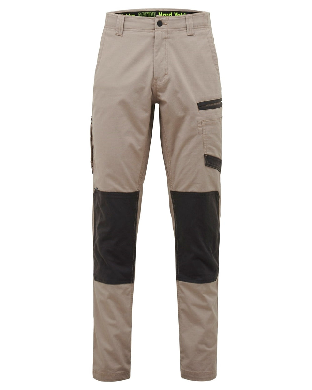 Desert Coloured Hard Yakka Mens Raptor Active Trousers on White Background
