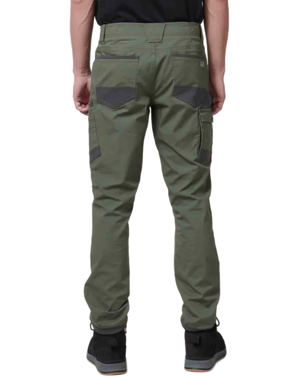 Military Green Coloured Hard Yakka Mens Raptor Active Trousers on White Background
