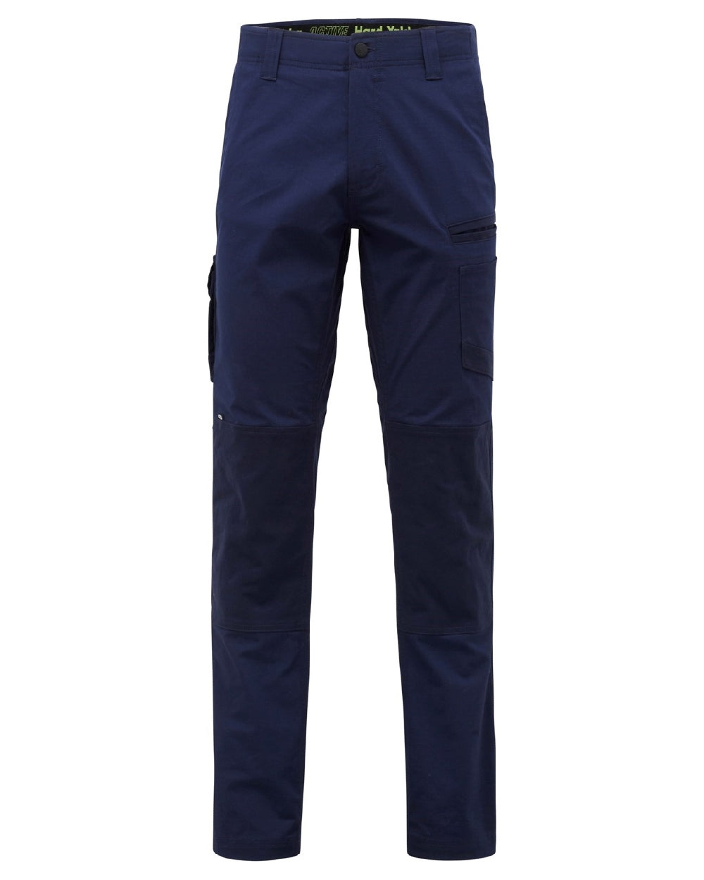Navy Coloured Hard Yakka Mens Raptor Active Trousers on White Background
