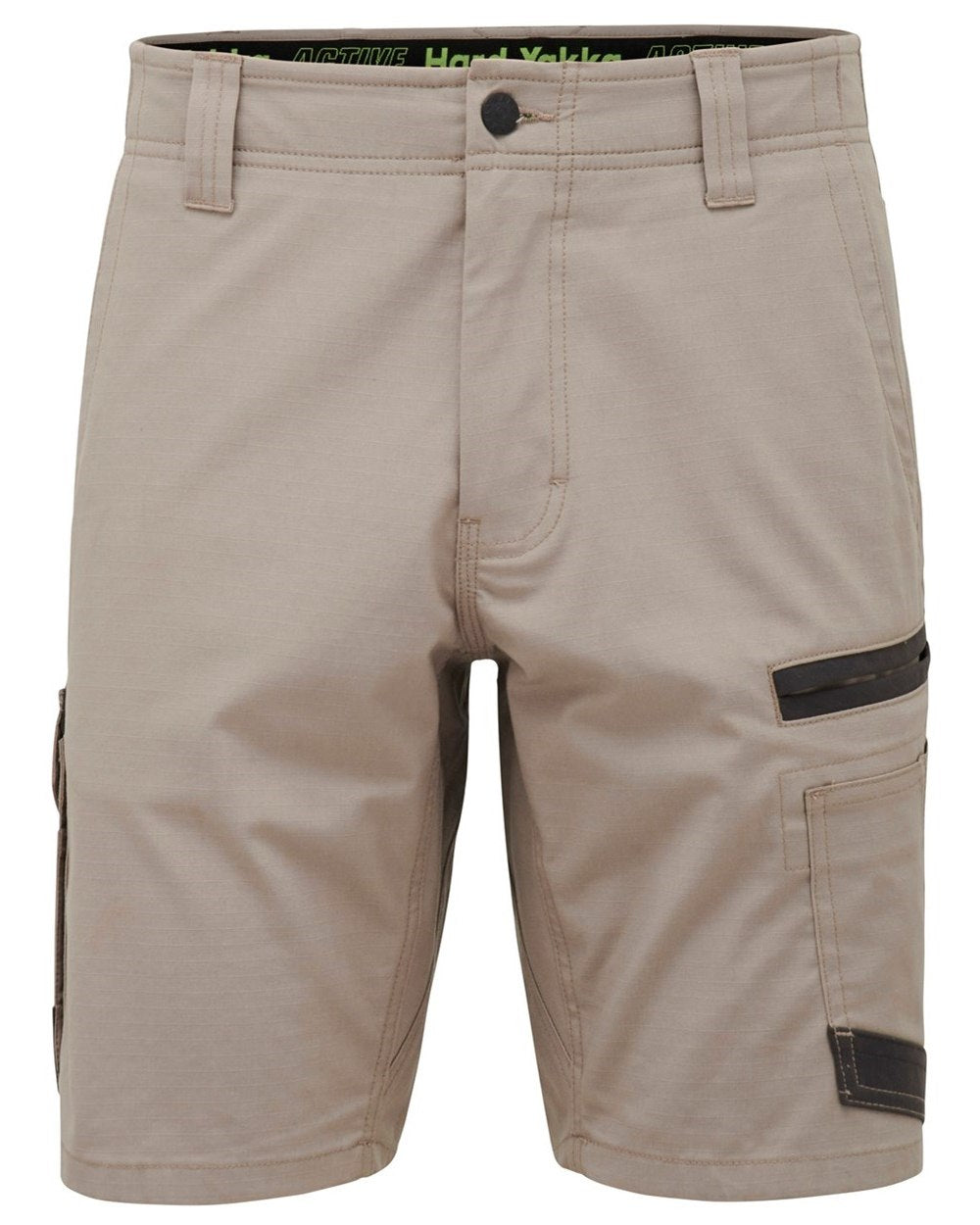 Desert Coloured Hard Yakka Raptor Active Cargo Shorts on White Background

