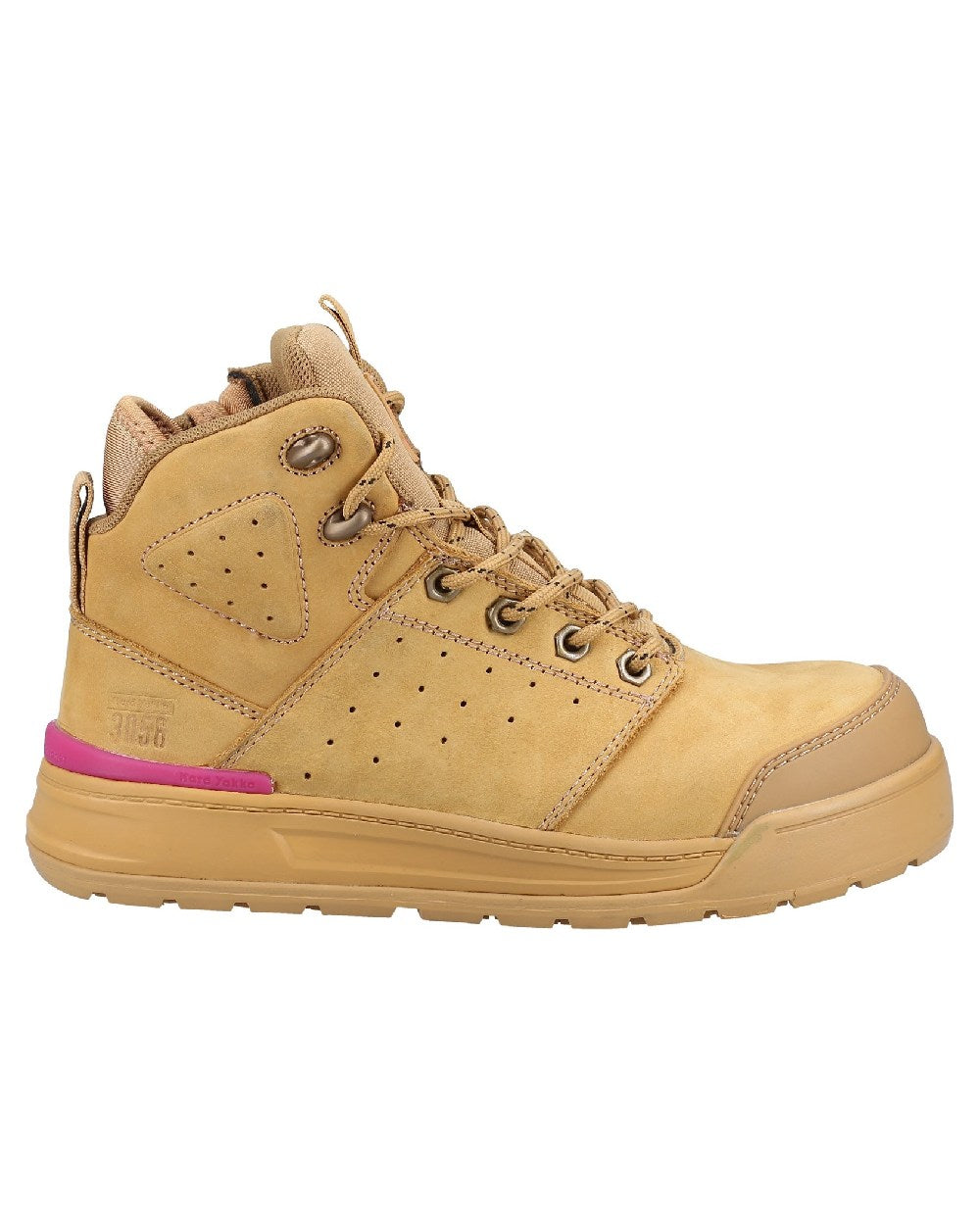 Wheat Coloured Hard Yakka Womens 3056 PR Side Zip Safety Boots on White Background
