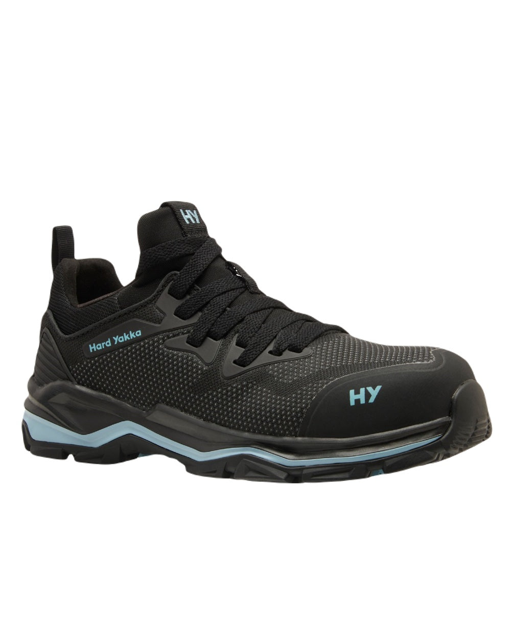 Black Blue Coloured Hard Yakka Womens Icon Safety Trainers on White Background

