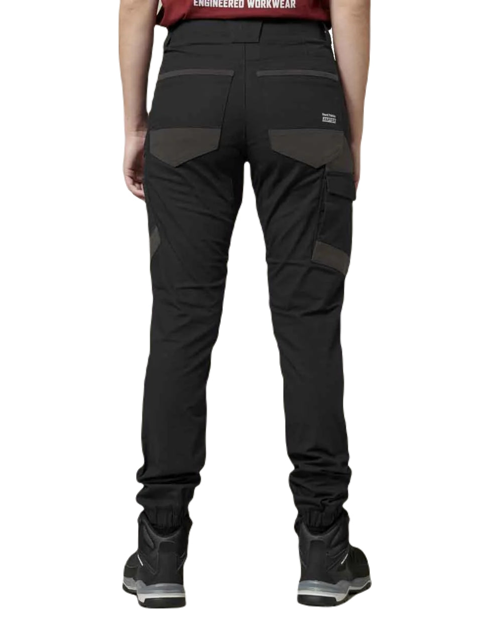 Black Coloured Hard Yakka Womens Raptor Cuffed Trousers on White Background
