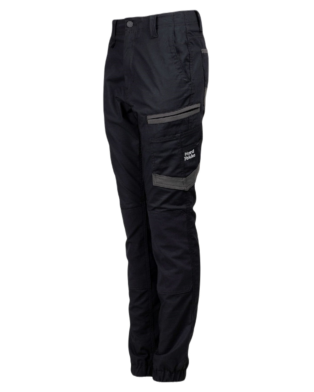 Black Coloured Hard Yakka Womens Raptor Cuffed Trousers on White Background
