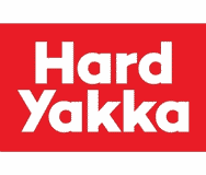 Hard Yakka Work Clothing and Boots. White text on a red Background logo style.