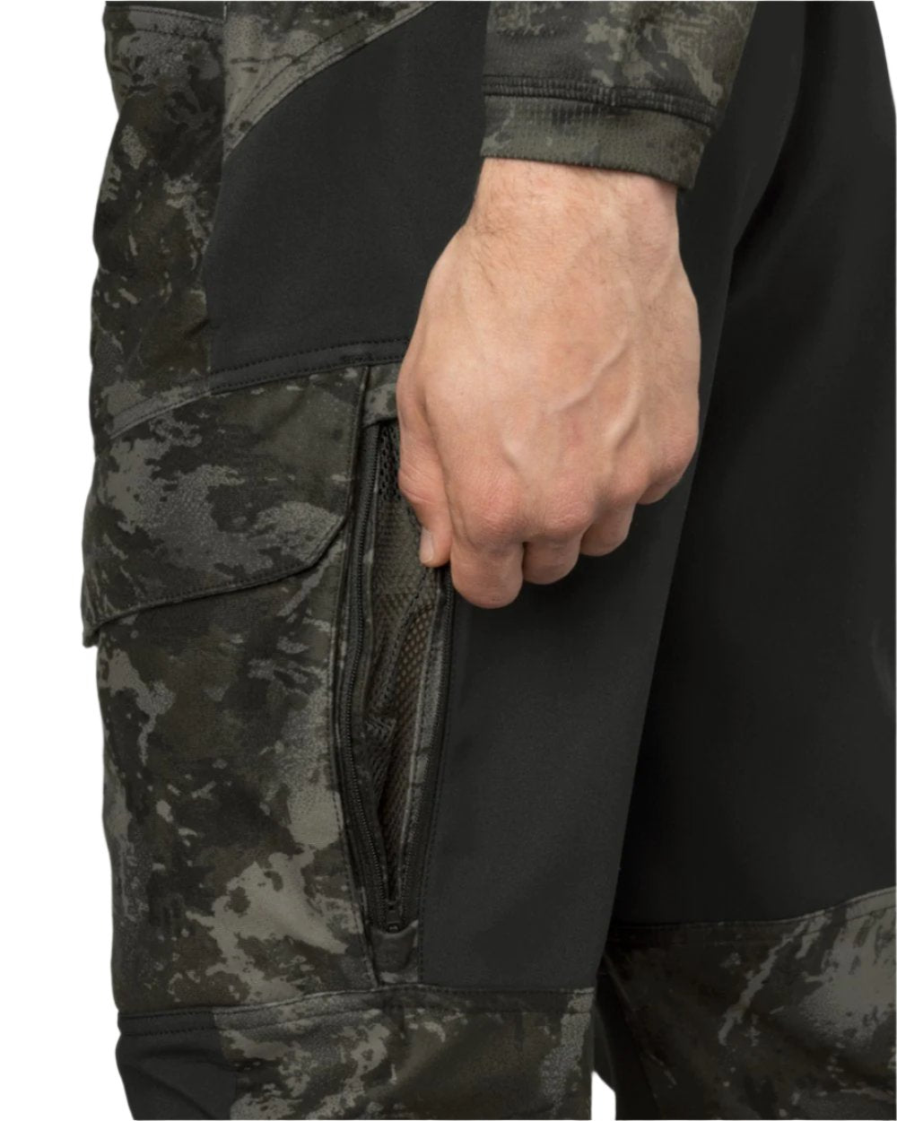 Axis Black Black Coloured Harkila NOCTYX Camo Silent Trousers On A White Background