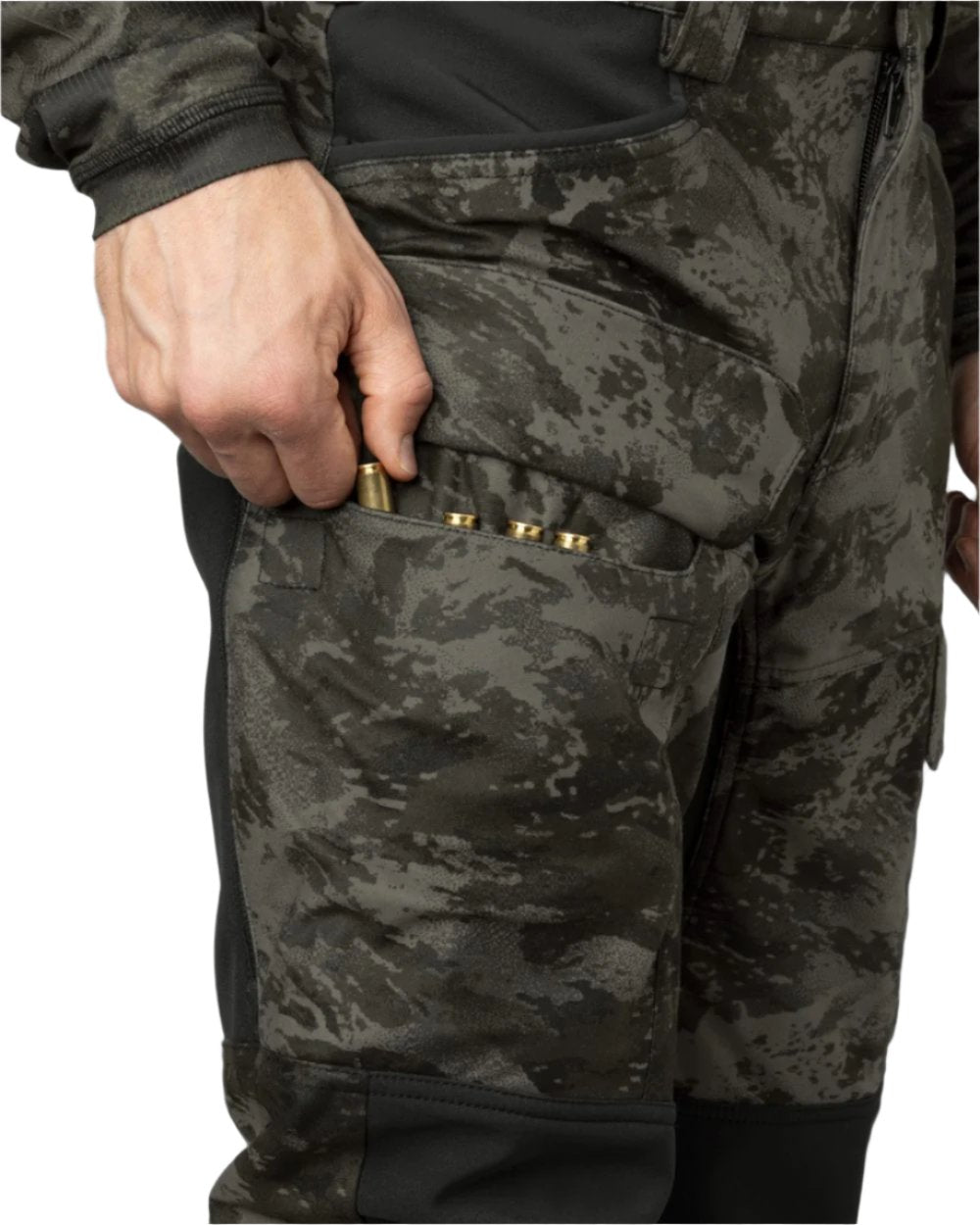 Axis Black Black Coloured Harkila NOCTYX Camo Silent Trousers On A White Background