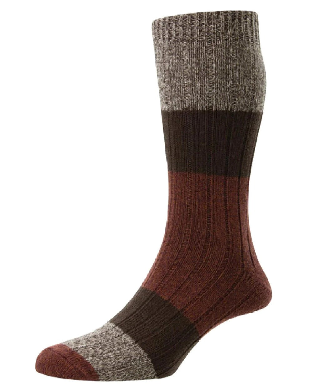 Coffee Coloured HJ Hall Acacia Chunky Cotton Socks On A White Background