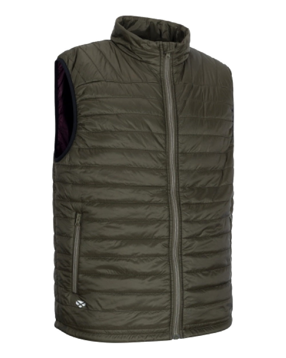 Olive Merlot coloured Hoggs of Fife Kingston Rip-Stop Gilet on white background 