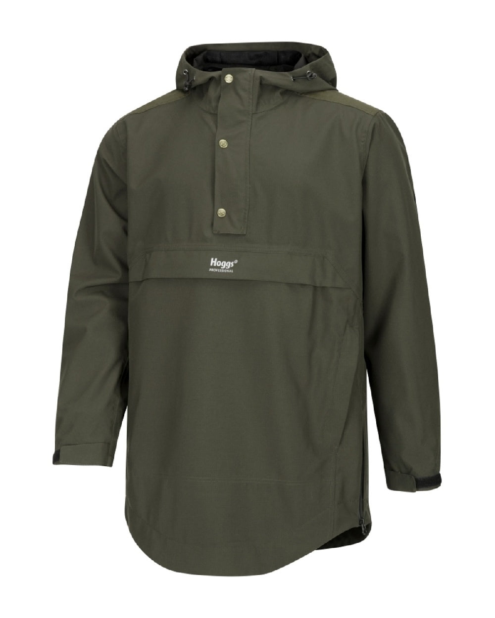 Green coloured Hoggs of Fife Green King II Waterproof Smock on white background 