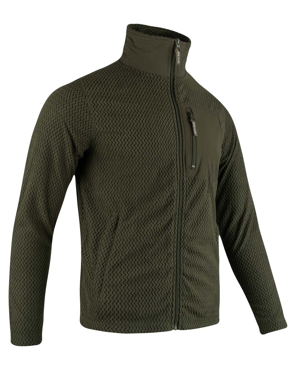 Green coloured Jack Pyke Lightweight Z Fleece Jacket on White Background