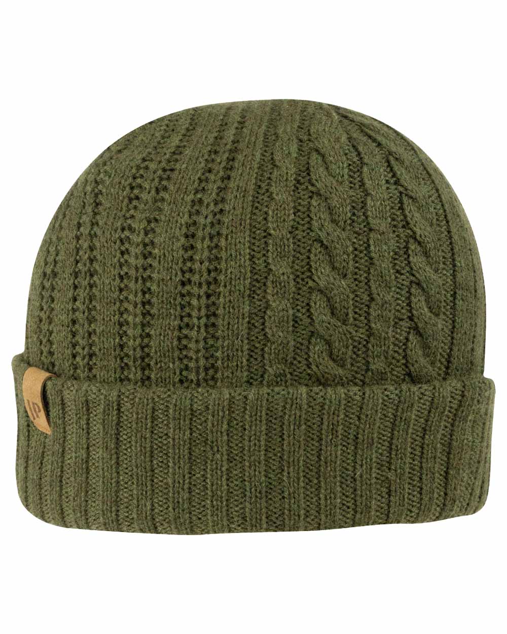 Green coloured Jack Pyke Merino Wool Beanie on White Background 