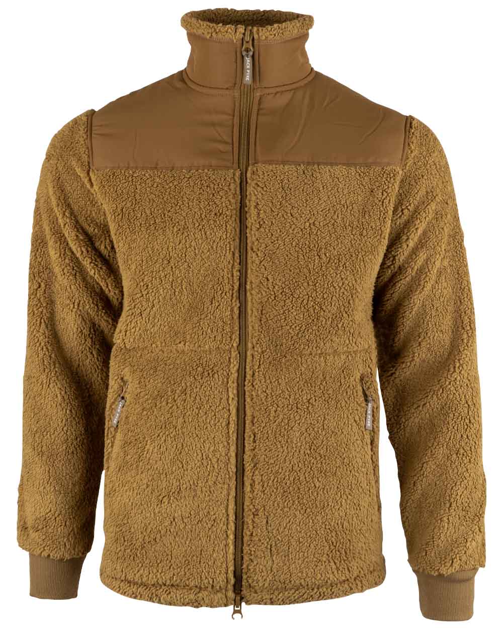 Camel coloured Jack Pyke Sherpa Fleece Jacket Gen 2 on white background 