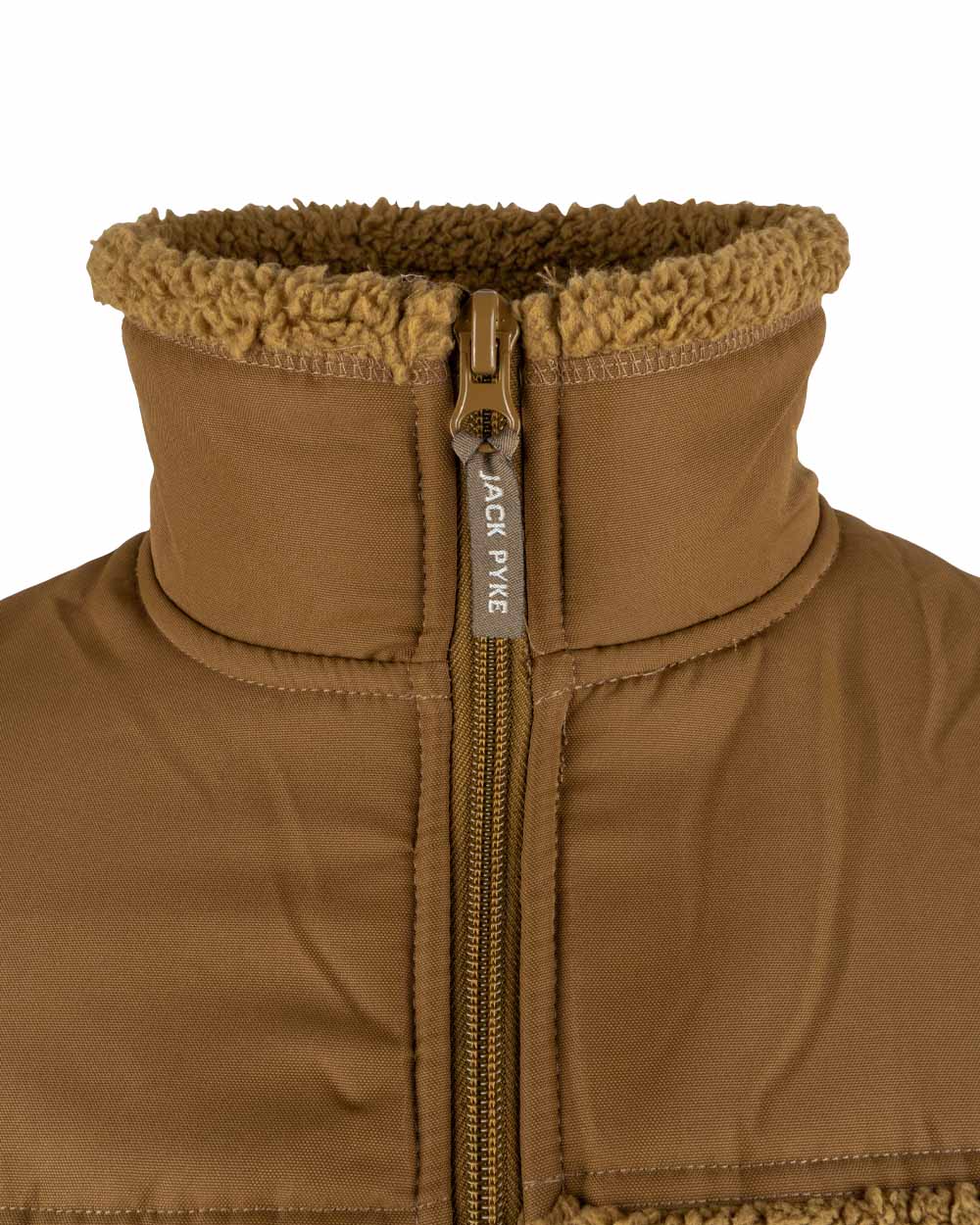 Camel coloured Jack Pyke Sherpa Fleece Jacket Gen 2 on white background 