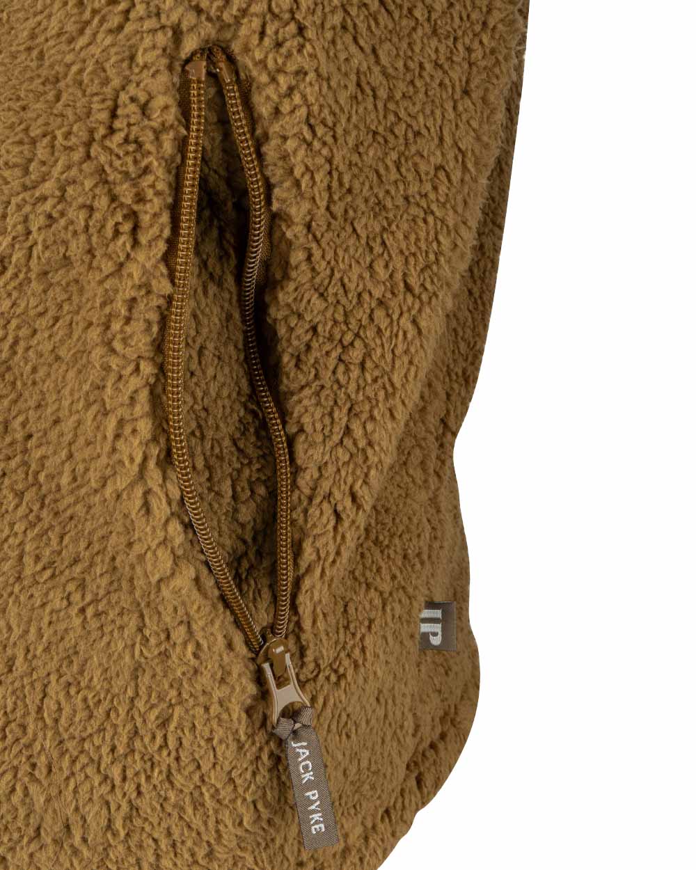 Camel coloured Jack Pyke Sherpa Fleece Jacket Gen 2 on white background 