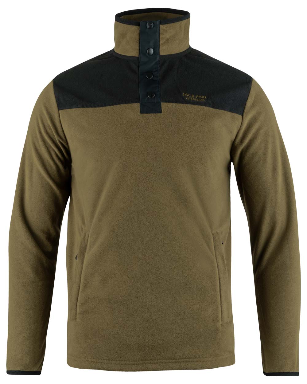 Dark Mustard coloured Jack Pyke Snap Neck Fleece Top on White Background