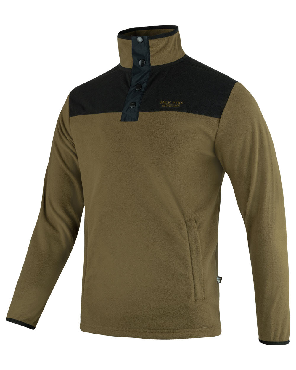 Dark Mustard coloured Jack Pyke Snap Neck Fleece Top on White Background 