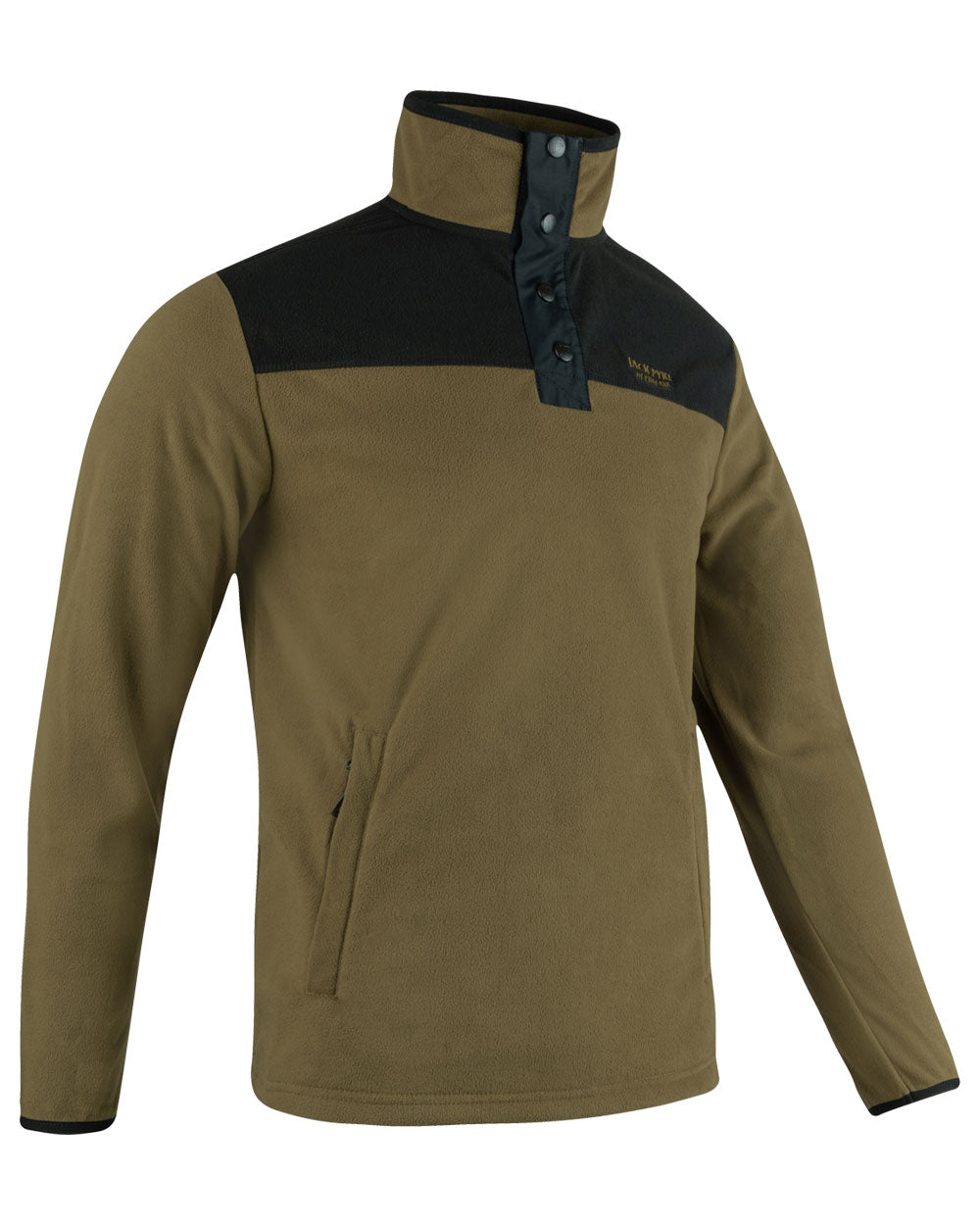 Dark Mustard coloured Jack Pyke Snap Neck Fleece Top on White Background 