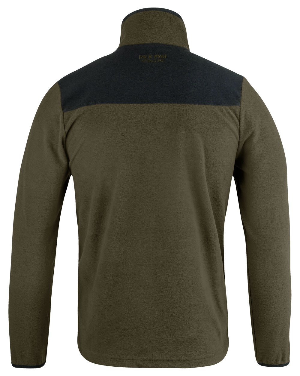 Dark Olive coloured Jack Pyke Snap Neck Fleece Top on White Background 