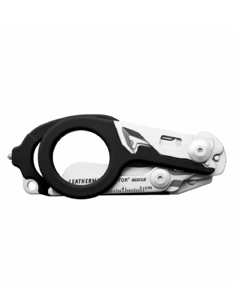 Black Coloured Leatherman Raptor Emergency Foldable Medical Shears On A White Background 