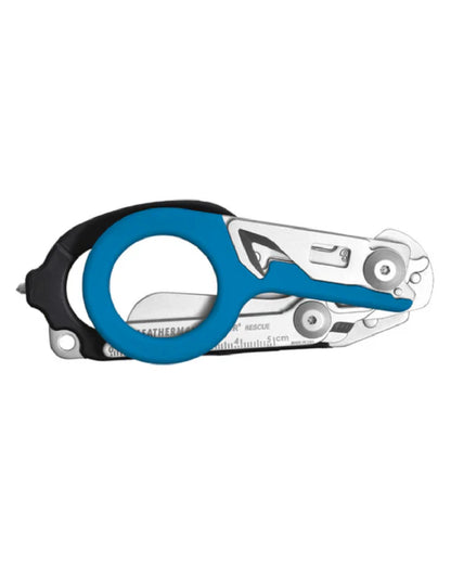 Blue Coloured Leatherman Raptor Emergency Foldable Medical Shears On A White Background 