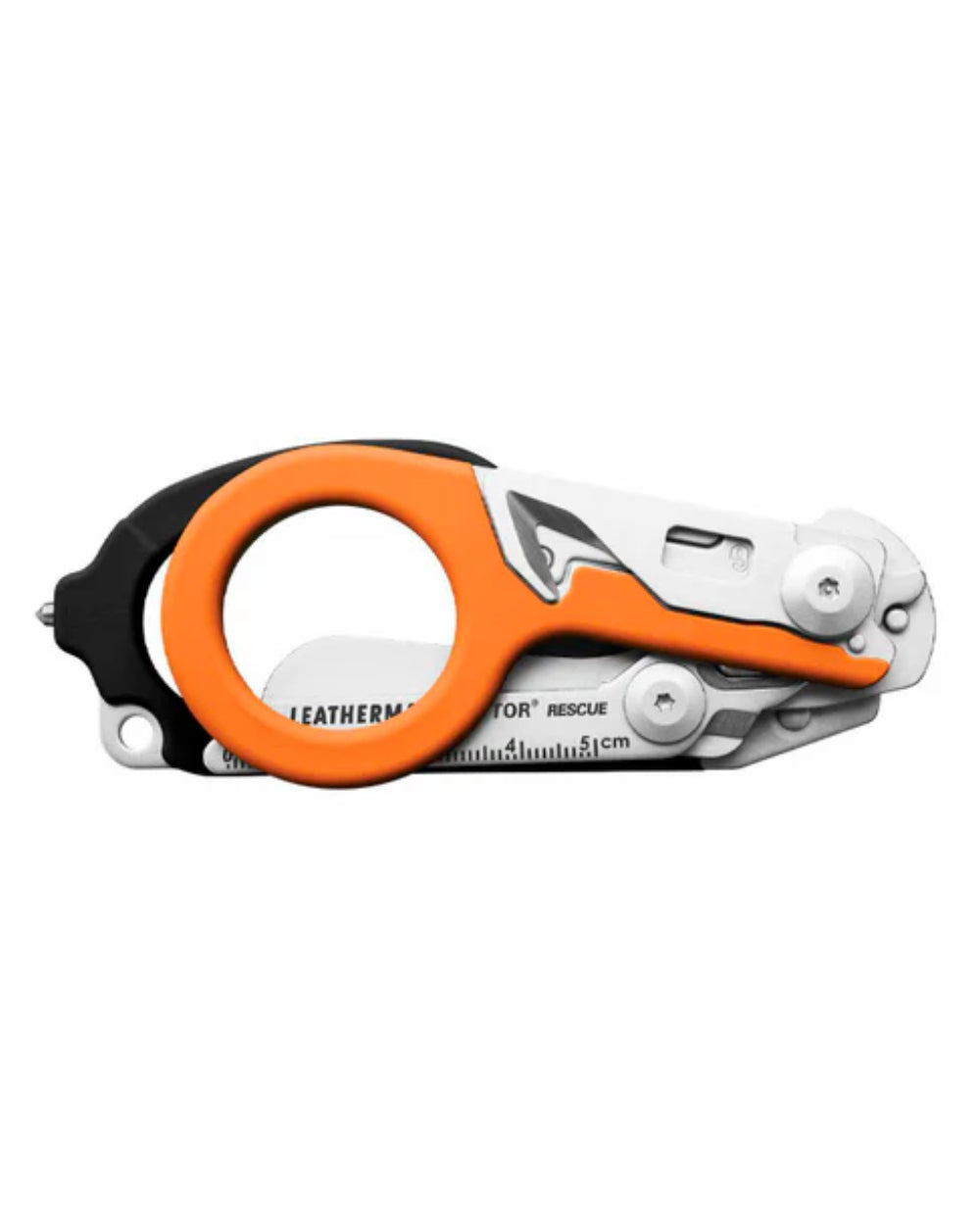 Orange Coloured Leatherman Raptor Emergency Foldable Medical Shears On A White Background 