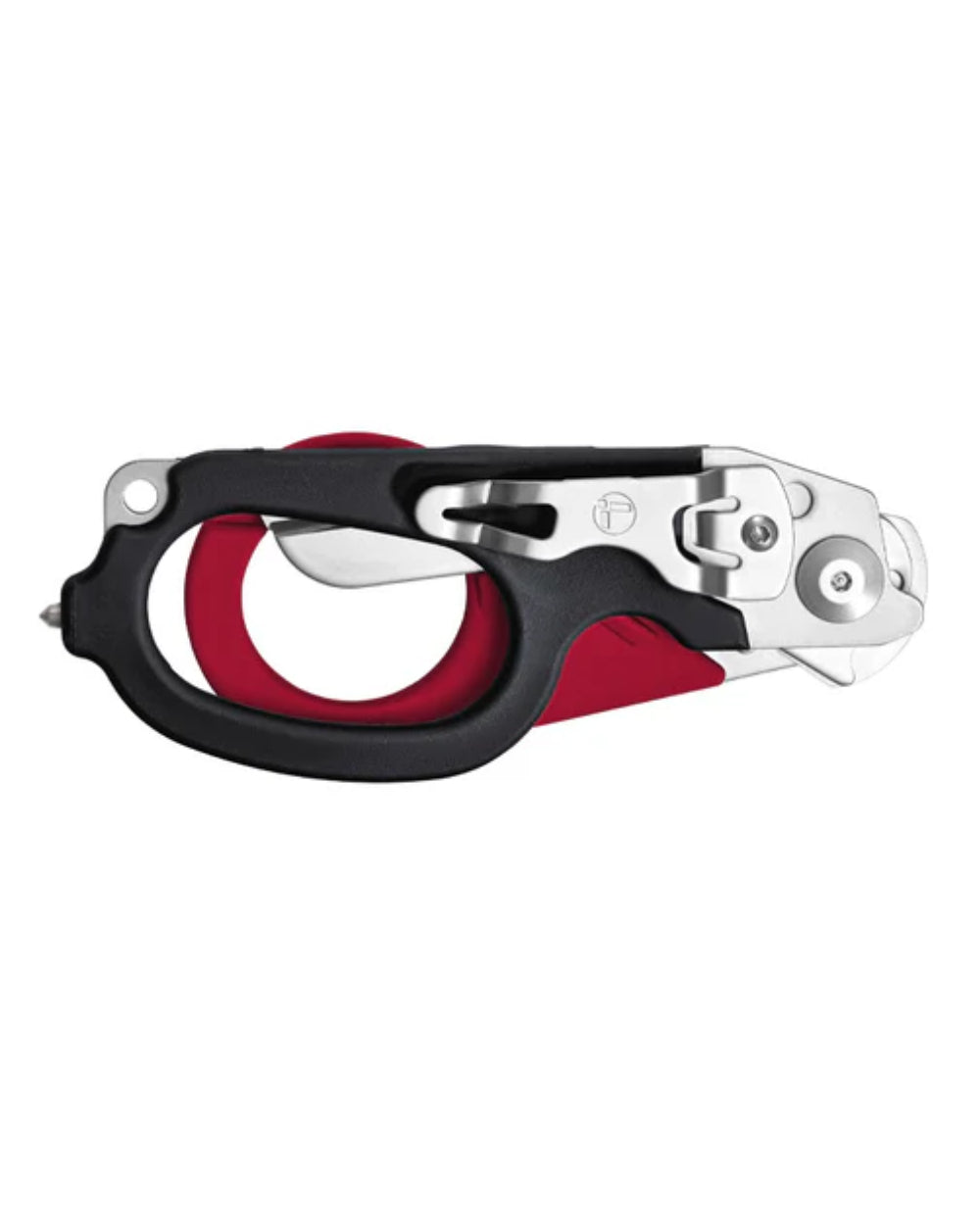 Red Coloured Leatherman Raptor Emergency Foldable Medical Shears On A White Background 