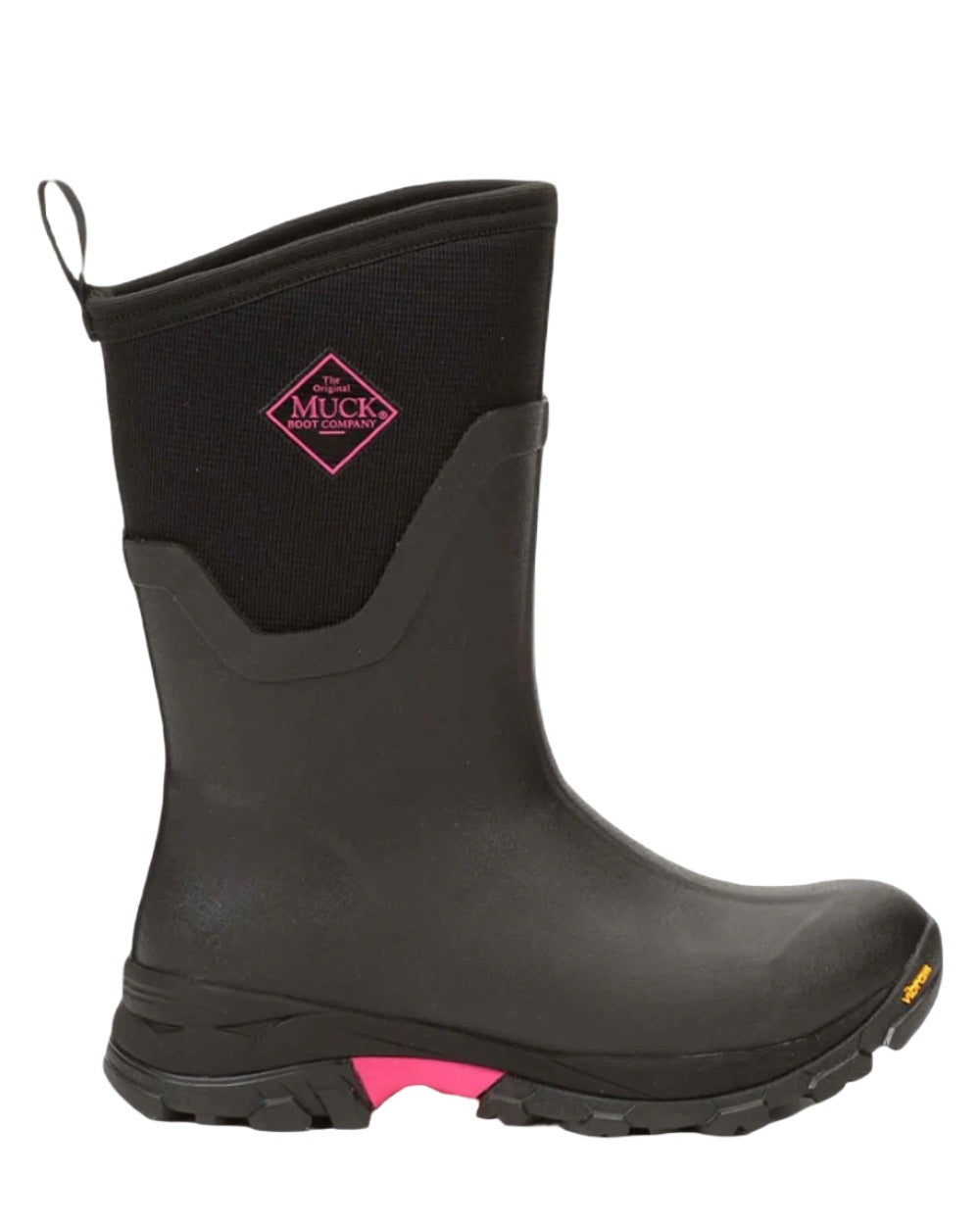 Black Coloured Muck Boots Arctic Ice Mid Wellingtons On A White Background