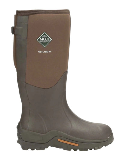 Bark Coloured Muck Boots Wetland XF Adjustable Tall Wellingtons On A White Background