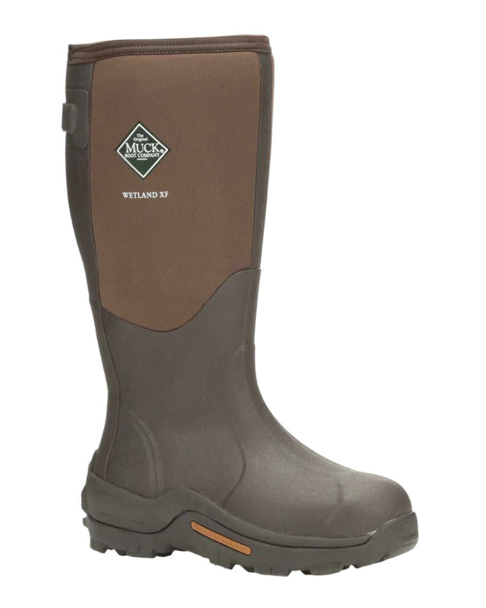 Bark Coloured Muck Boots Wetland XF Adjustable Tall Wellingtons On A White Background