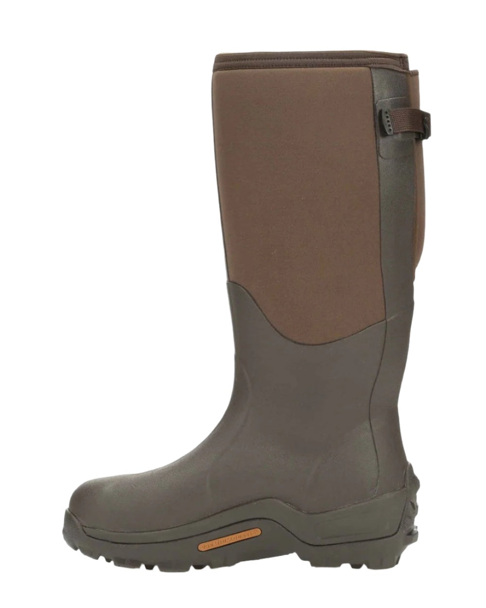 Bark Coloured Muck Boots Wetland XF Adjustable Tall Wellingtons On A White Background