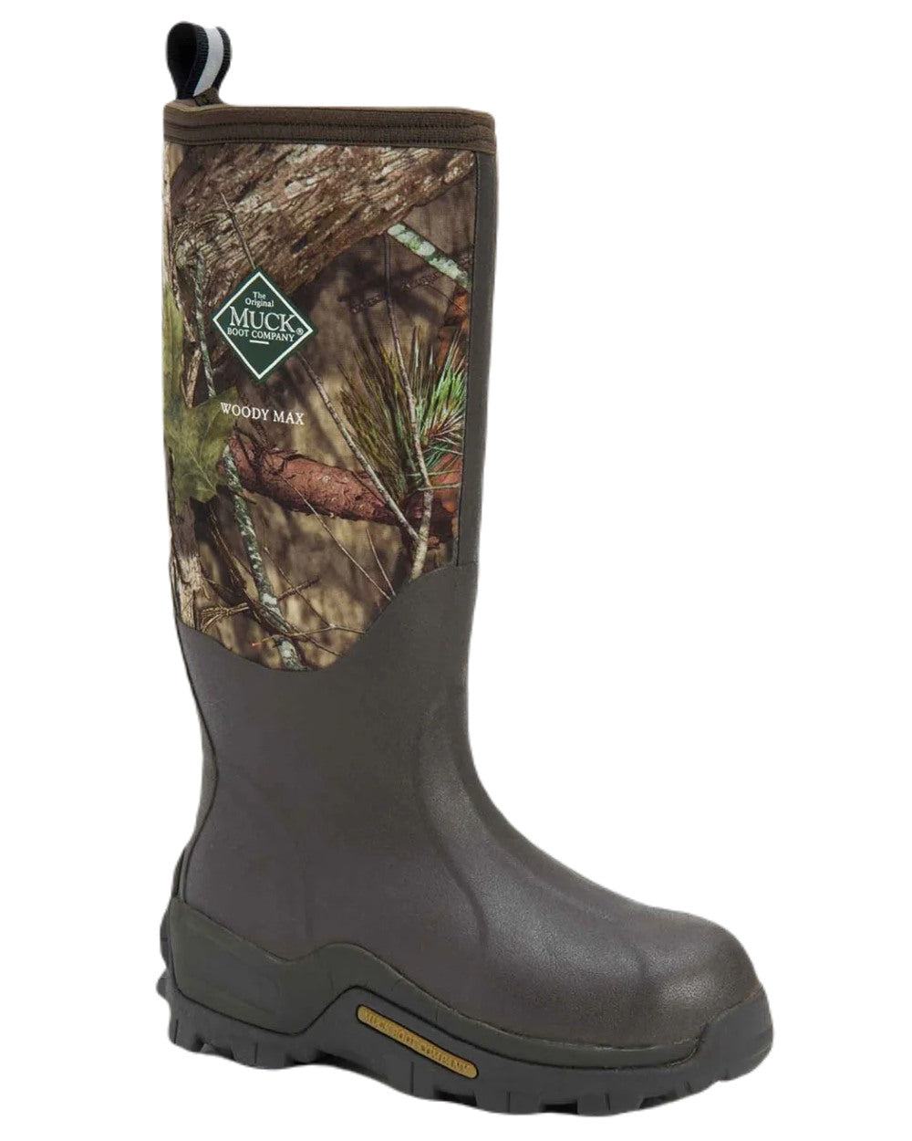 Mossy Oak Infinity Print Coloured Muck Boots Woody Max Tall Wellingtons On A White Background