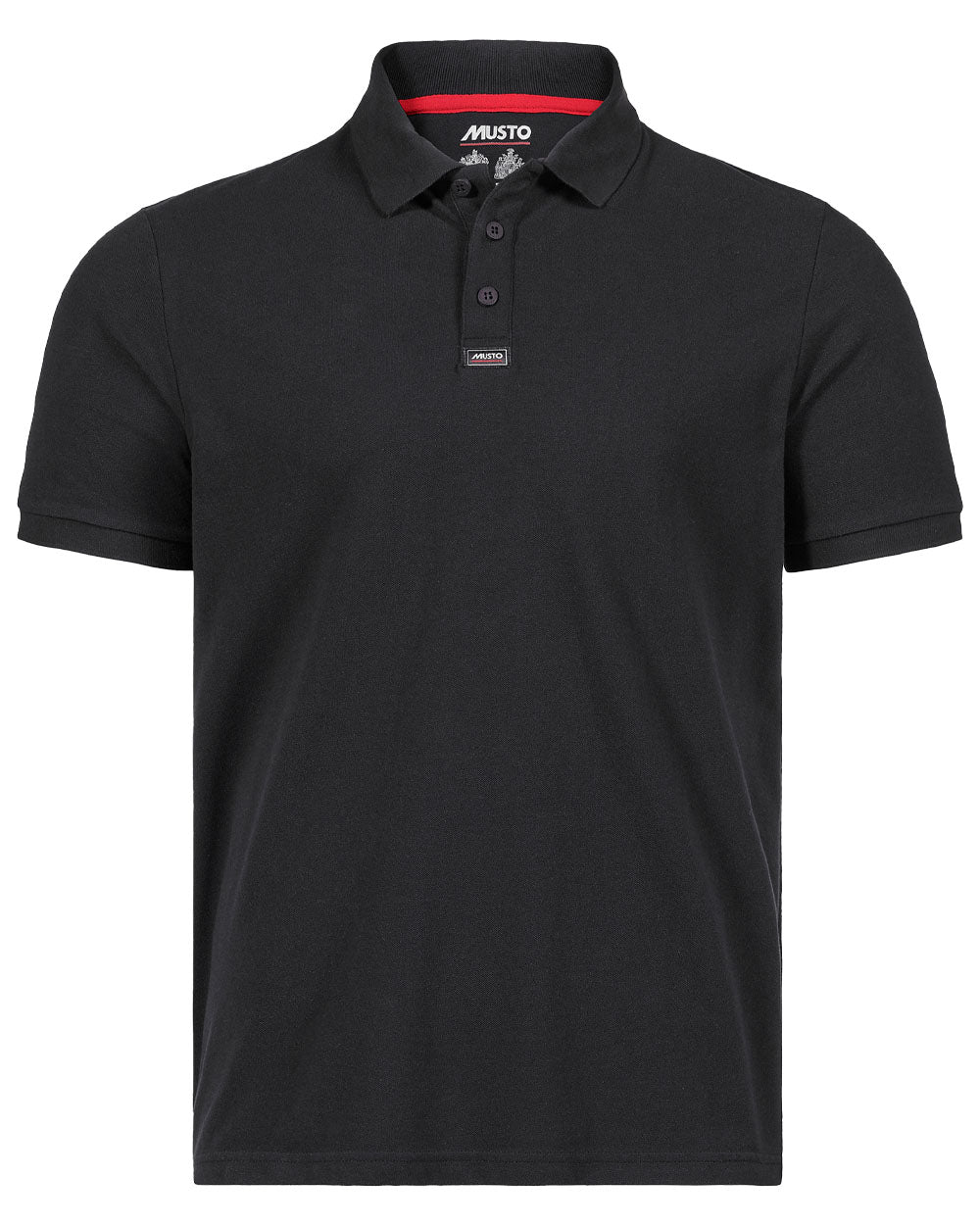 Black coloured Musto Essential Pique Polo Shirt on White background 