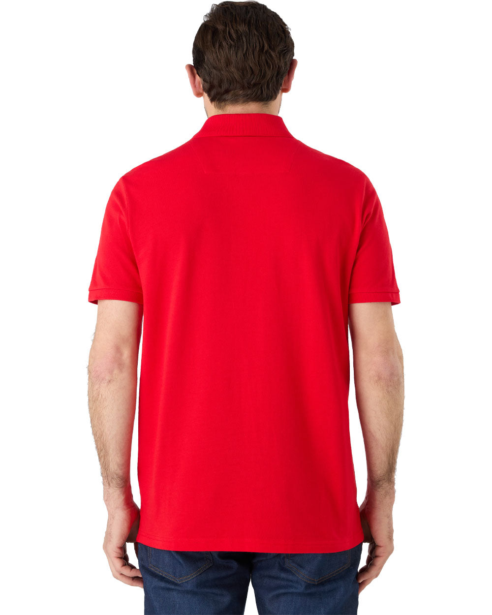 True Red coloured Musto Essential Pique Polo Shirt on White background 