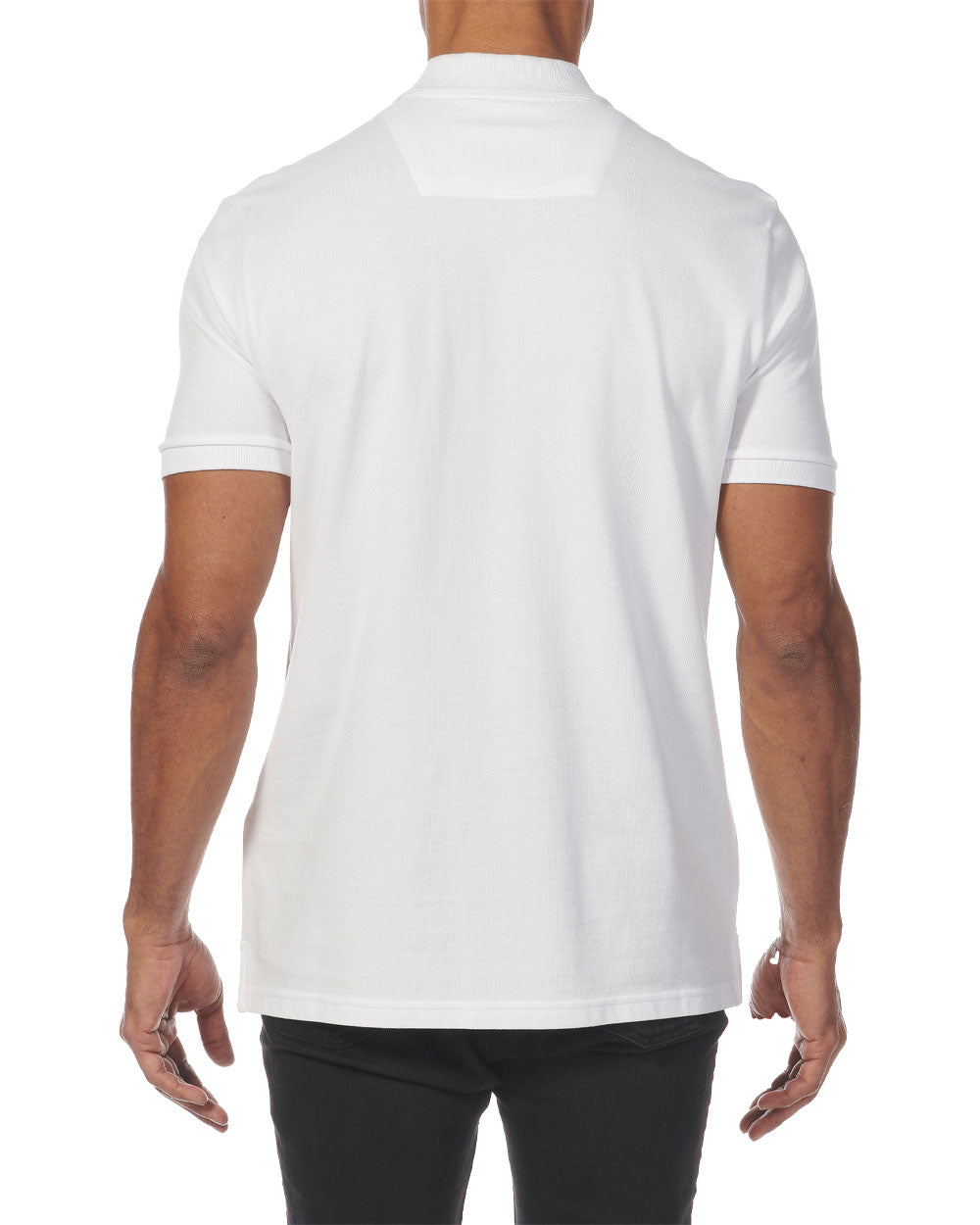 White coloured Musto Essential Pique Polo Shirt on White background 