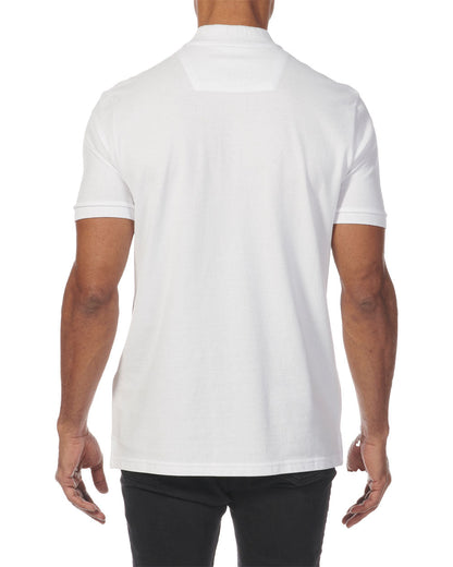 White coloured Musto Essential Pique Polo Shirt on White background 