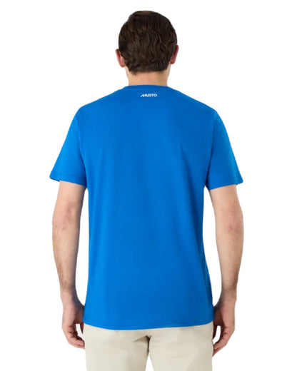 Aruba Blue Coloured Musto Logo Tee On A White Background 