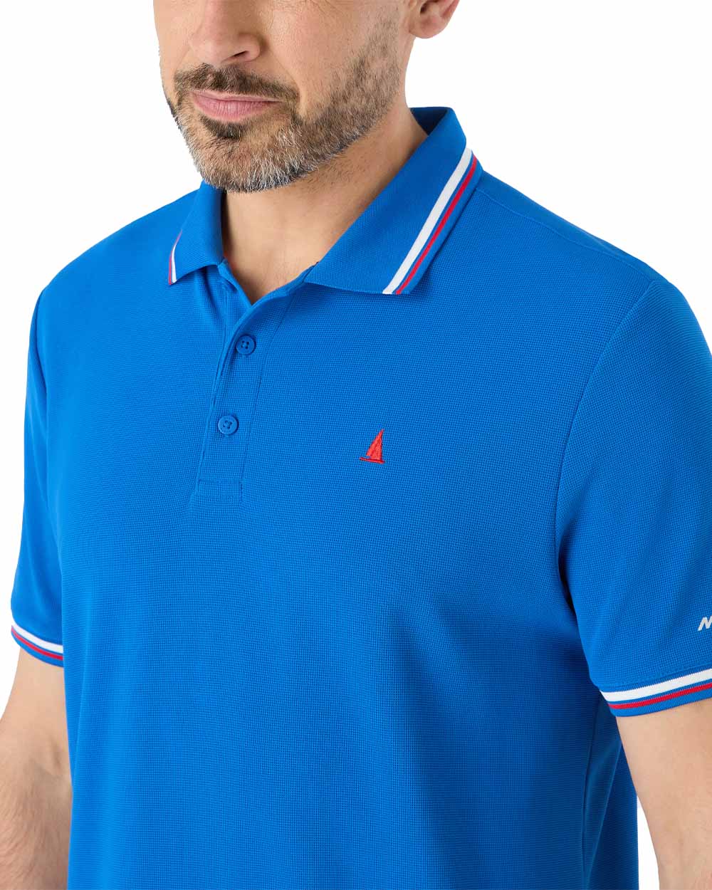 Aruba Blue coloured Musto Mens Evolution Pro Lite Short Sleeved Polo on White background 