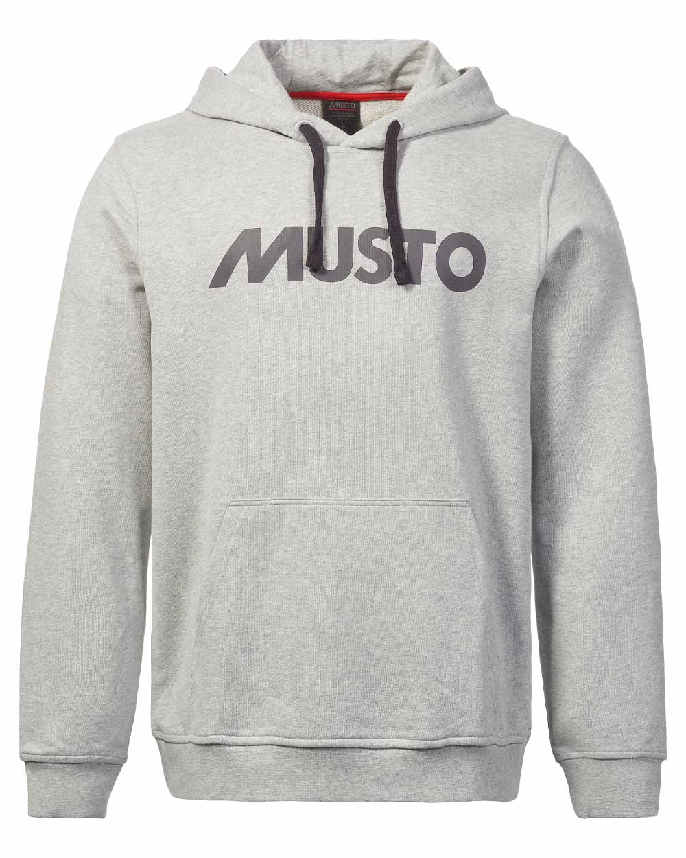 Grey Melange coloured Musto Mens Logo Hoodie on White background 