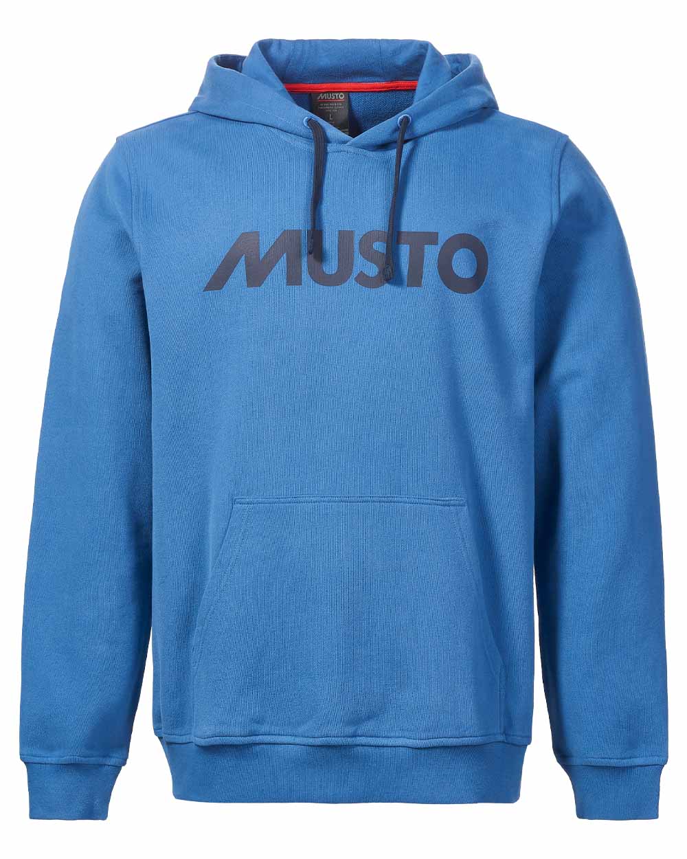 Marine Blue coloured Musto Mens Logo Hoodie on White background 