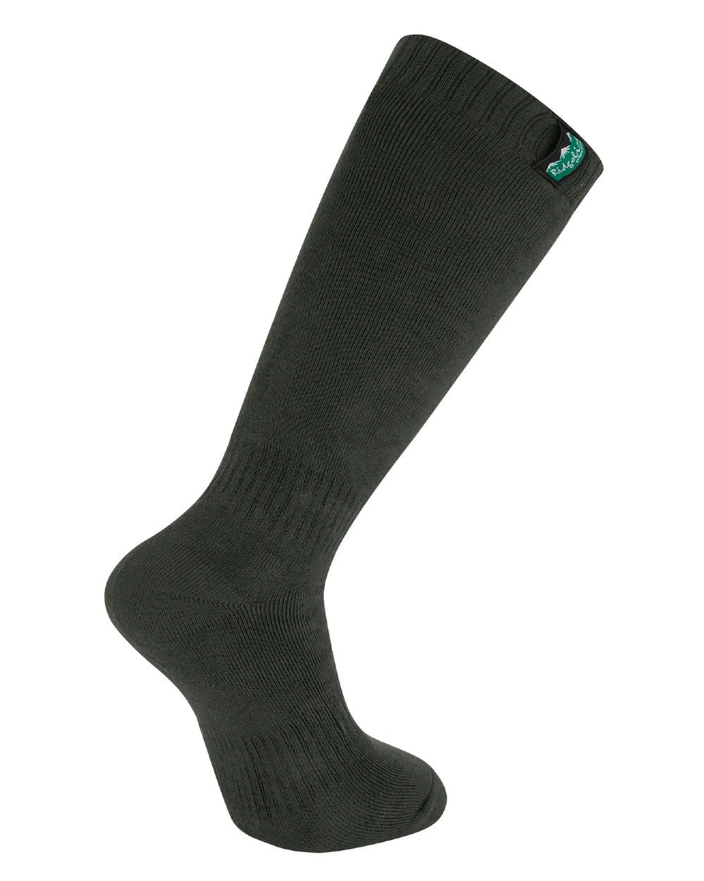 Olive Multi Coloured Ridgeline Cotton Work Socks Full Length On A White Background 