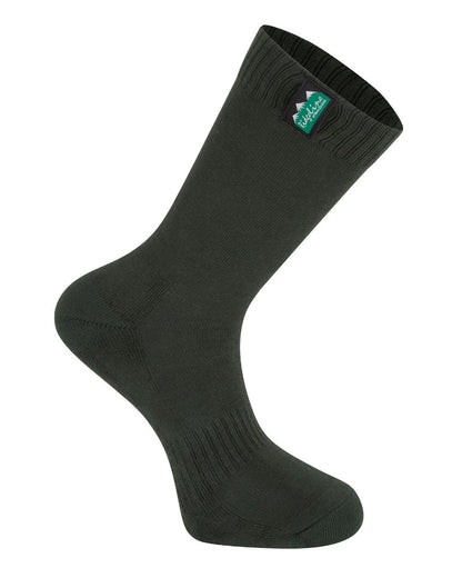 Olive Multi Coloured Ridgeline Cotton Work Socks Mid Length On A White Background 