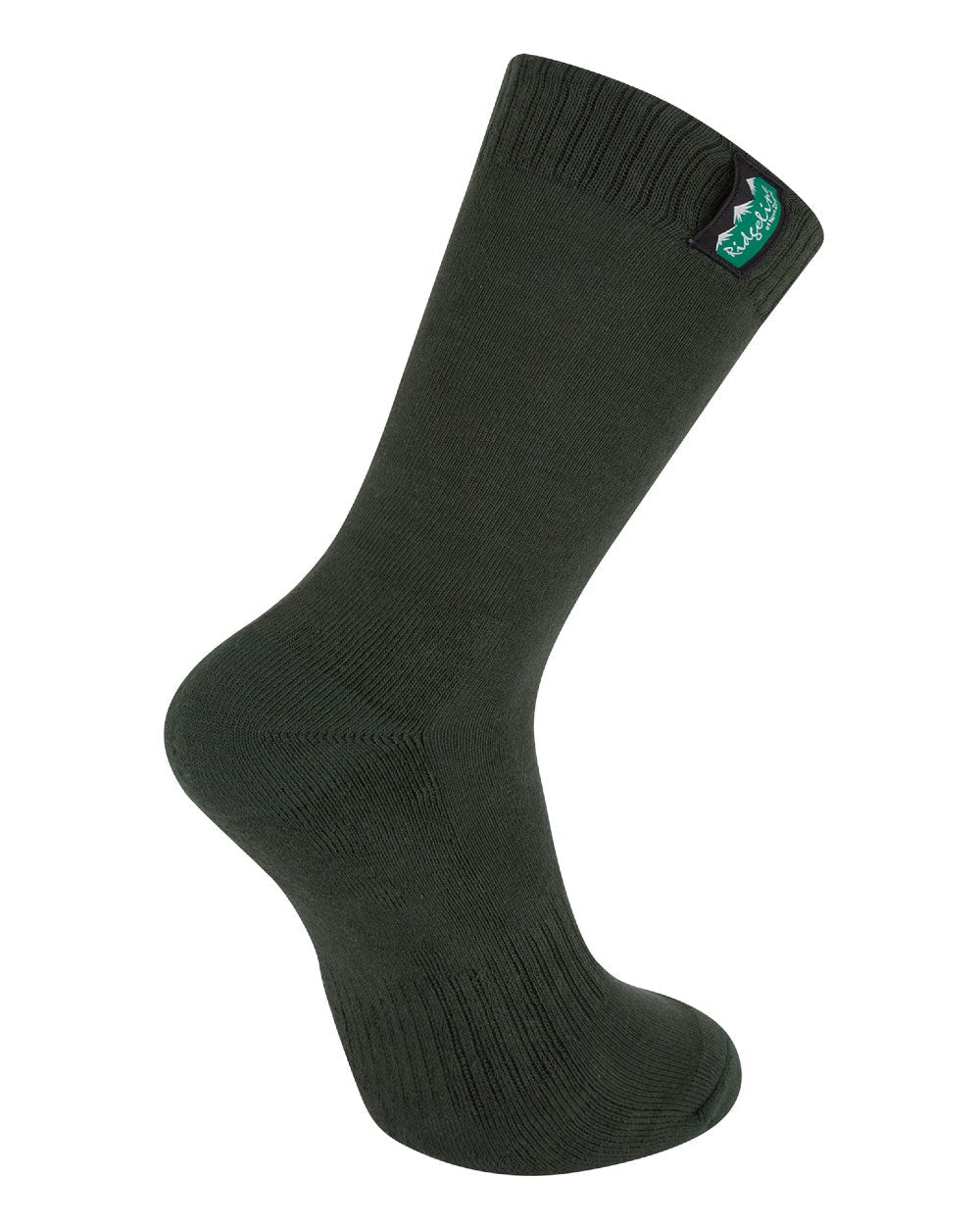 Olive Multi Coloured Ridgeline Cotton Work Socks Mid Length On A White Background 