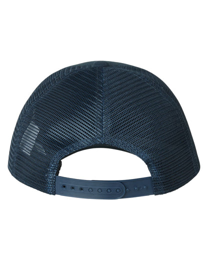 Navy Coloured Ridgeline Monsoon Trucker Cap on white background  
