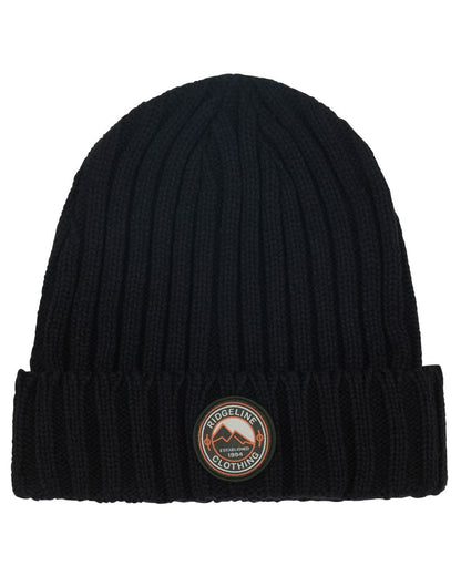 Navy Coloured Ridgeline Original Knitted Beanie on white background 