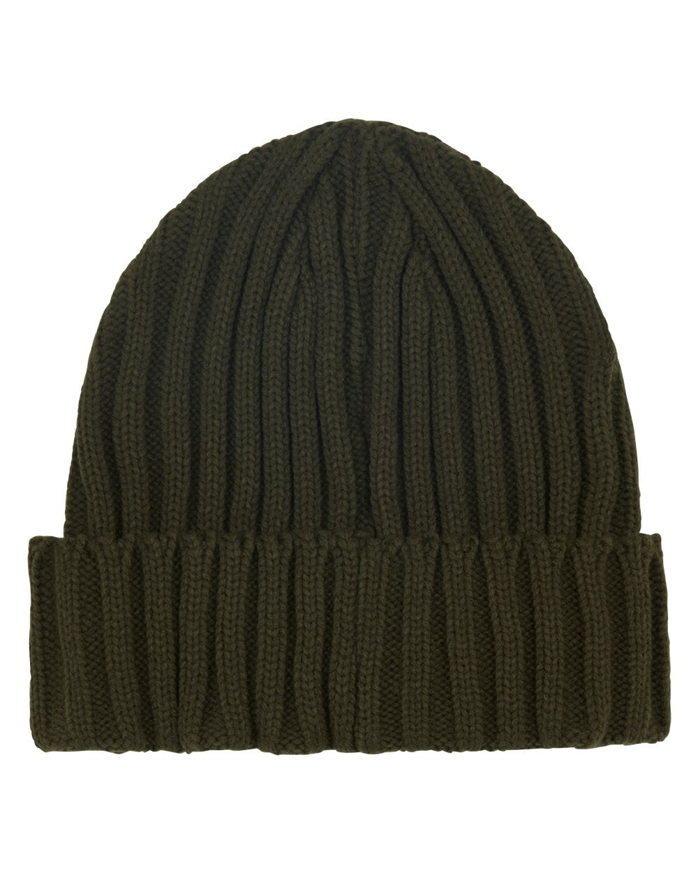 Olive Coloured Ridgeline Original Knitted Beanie on white background 