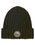 Olive Coloured Ridgeline Original Knitted Beanie on white background 