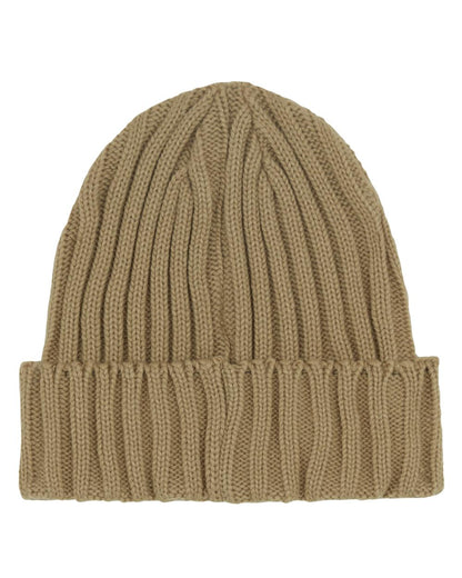 Stone Coloured Ridgeline Original Knitted Beanie on white background 